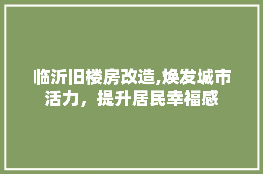 临沂旧楼房改造,焕发城市活力，提升居民幸福感
