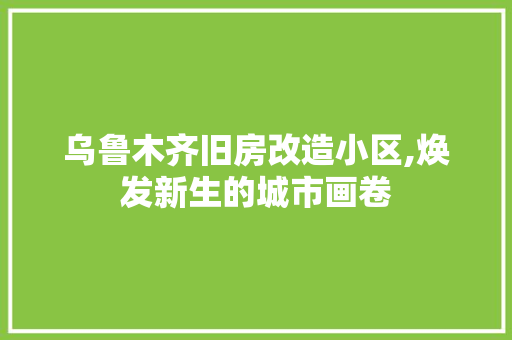 乌鲁木齐旧房改造小区,焕发新生的城市画卷