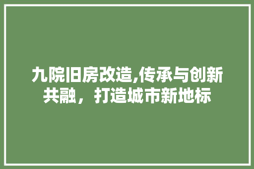 九院旧房改造,传承与创新共融，打造城市新地标