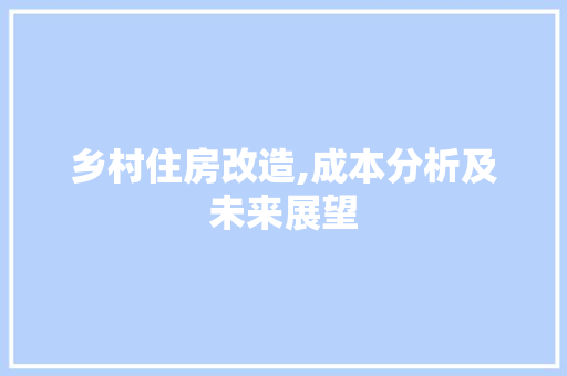 乡村住房改造,成本分析及未来展望 户内维修