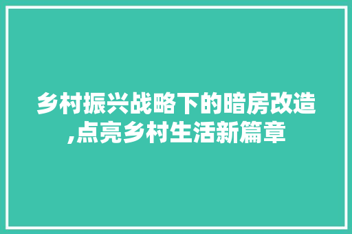 乡村振兴战略下的暗房改造,点亮乡村生活新篇章