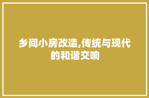 乡间小房改造,传统与现代的和谐交响