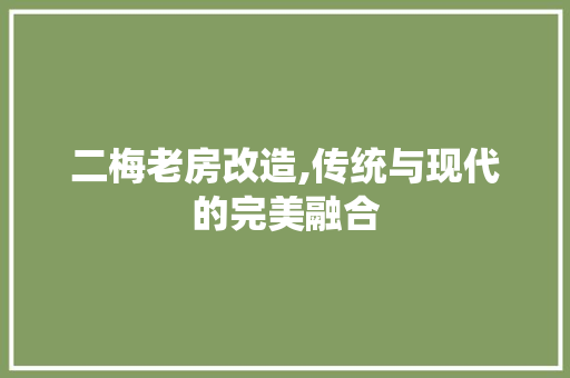 二梅老房改造,传统与现代的完美融合