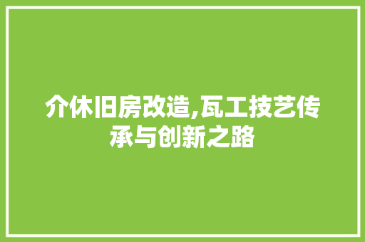 介休旧房改造,瓦工技艺传承与创新之路 户内维修