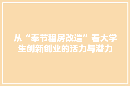 从“奉节租房改造”看大学生创新创业的活力与潜力 厨房维修