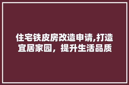 住宅铁皮房改造申请,打造宜居家园，提升生活品质