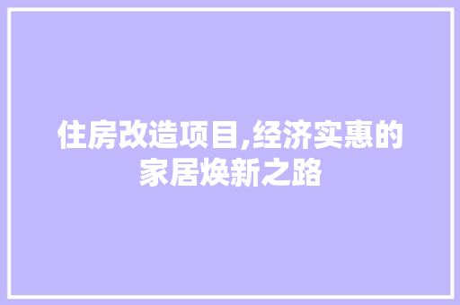 住房改造项目,经济实惠的家居焕新之路