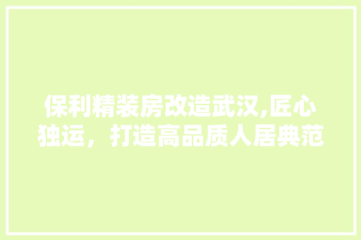 保利精装房改造武汉,匠心独运，打造高品质人居典范