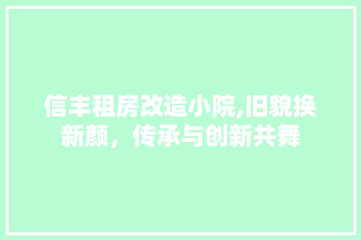 信丰租房改造小院,旧貌换新颜，传承与创新共舞