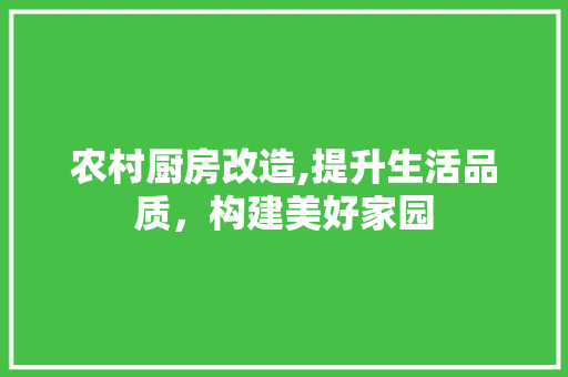 农村厨房改造,提升生活品质，构建美好家园