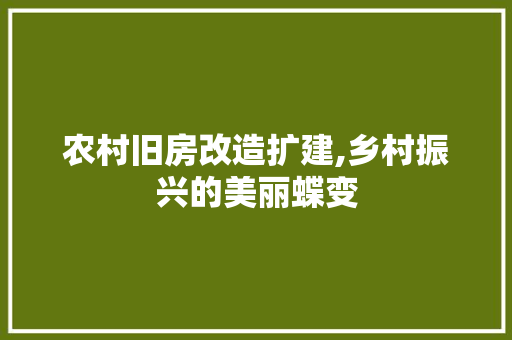 农村旧房改造扩建,乡村振兴的美丽蝶变