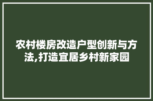 农村楼房改造户型创新与方法,打造宜居乡村新家园