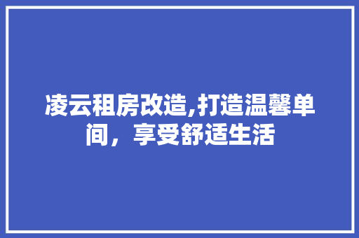 凌云租房改造,打造温馨单间，享受舒适生活