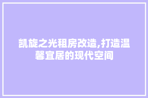 凯旋之光租房改造,打造温馨宜居的现代空间