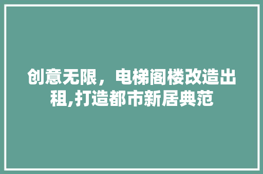 创意无限，电梯阁楼改造出租,打造都市新居典范
