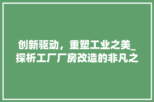 创新驱动，重塑工业之美_探析工厂厂房改造的非凡之路 厨房维修
