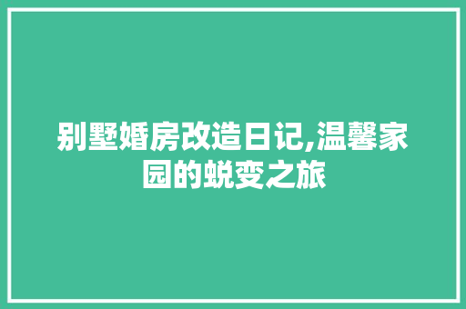 别墅婚房改造日记,温馨家园的蜕变之旅