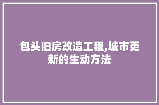 包头旧房改造工程,城市更新的生动方法