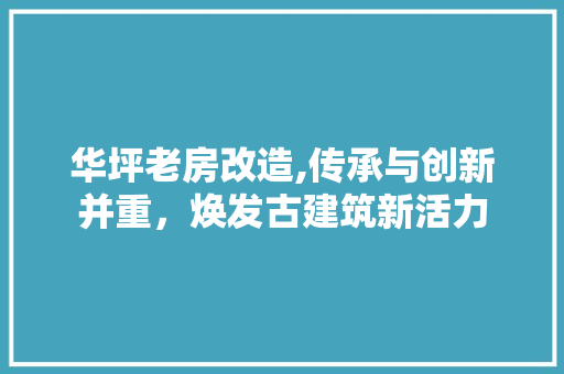 华坪老房改造,传承与创新并重，焕发古建筑新活力