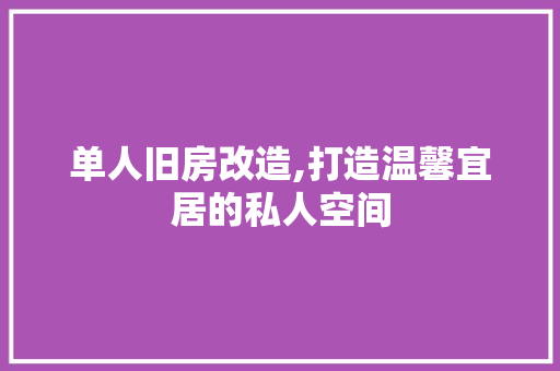 单人旧房改造,打造温馨宜居的私人空间