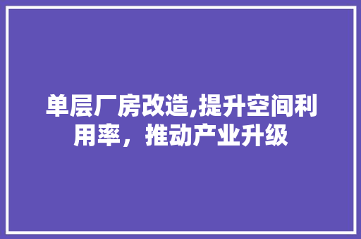 单层厂房改造,提升空间利用率，推动产业升级