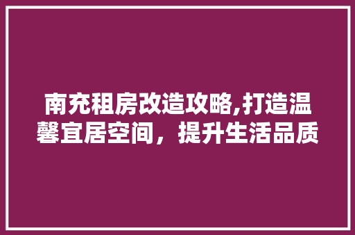 南充租房改造攻略,打造温馨宜居空间，提升生活品质