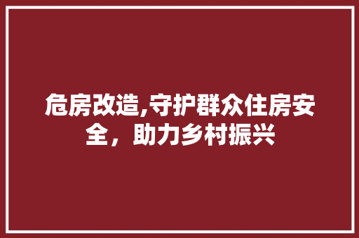 危房改造,守护群众住房安全，助力乡村振兴