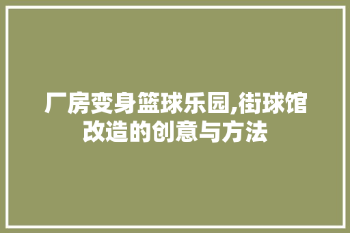 厂房变身篮球乐园,街球馆改造的创意与方法