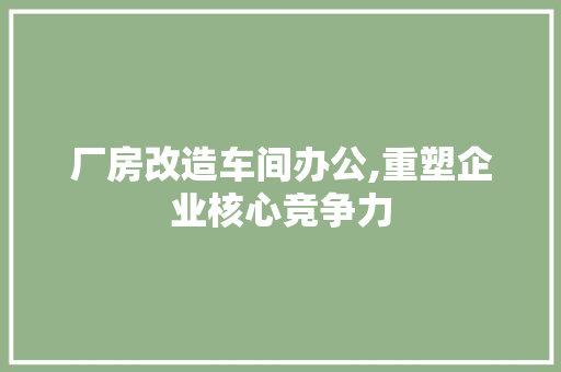 厂房改造车间办公,重塑企业核心竞争力