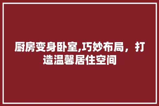 厨房变身卧室,巧妙布局，打造温馨居住空间