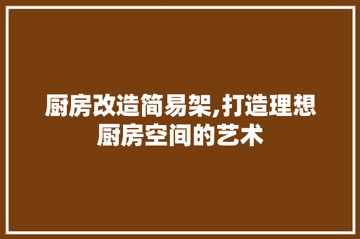 厨房改造简易架,打造理想厨房空间的艺术