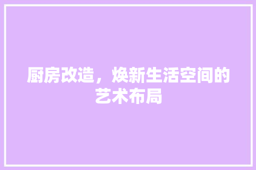 厨房改造，焕新生活空间的艺术布局