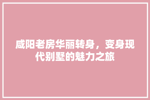 咸阳老房华丽转身，变身现代别墅的魅力之旅