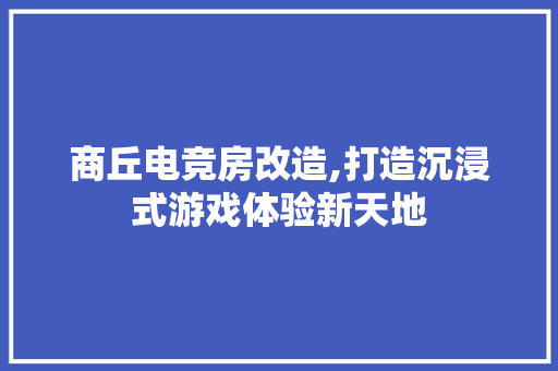 商丘电竞房改造,打造沉浸式游戏体验新天地
