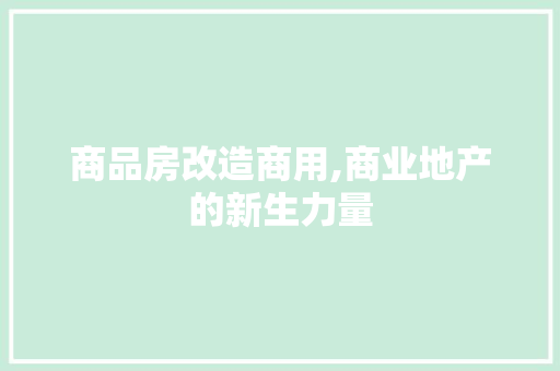 商品房改造商用,商业地产的新生力量