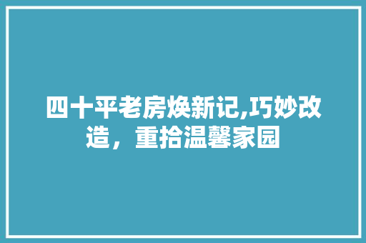 四十平老房焕新记,巧妙改造，重拾温馨家园