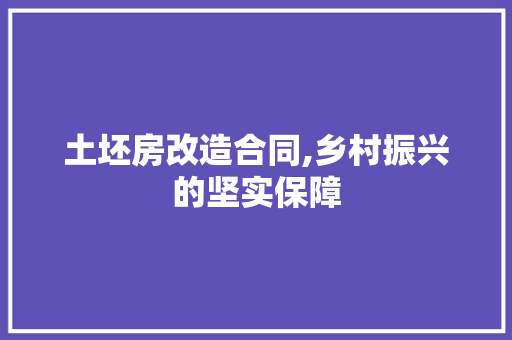 土坯房改造合同,乡村振兴的坚实保障