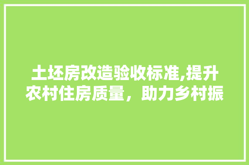 土坯房改造验收标准,提升农村住房质量，助力乡村振兴