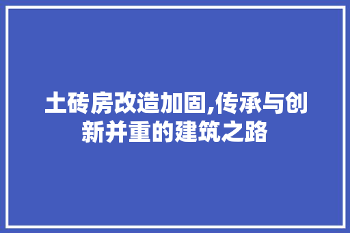 土砖房改造加固,传承与创新并重的建筑之路 居家维修