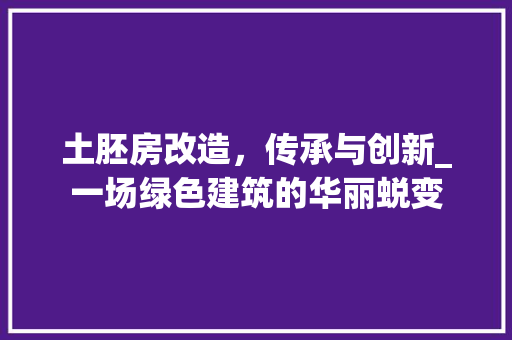 土胚房改造，传承与创新_一场绿色建筑的华丽蜕变