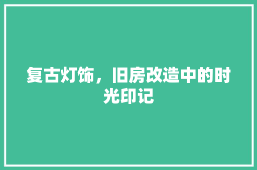 复古灯饰，旧房改造中的时光印记 厨房维修