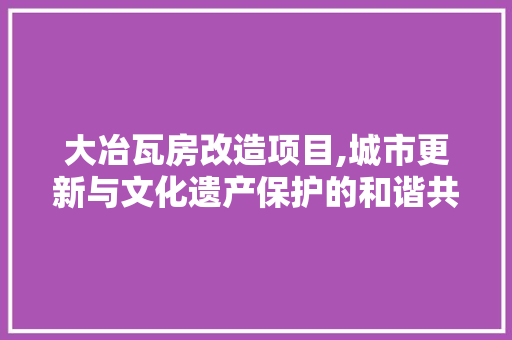 大冶瓦房改造项目,城市更新与文化遗产保护的和谐共生