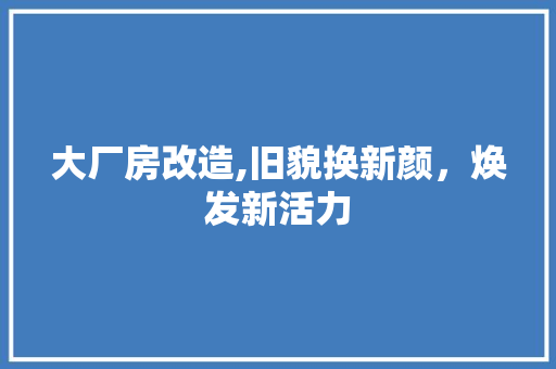 大厂房改造,旧貌换新颜，焕发新活力