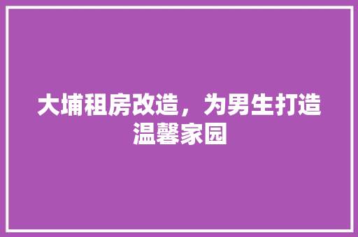 大埔租房改造，为男生打造温馨家园