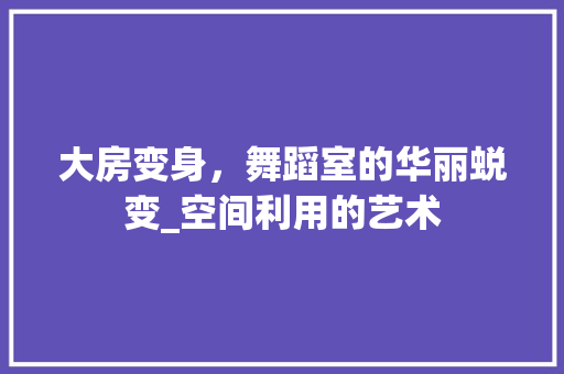 大房变身，舞蹈室的华丽蜕变_空间利用的艺术
