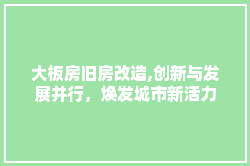 大板房旧房改造,创新与发展并行，焕发城市新活力