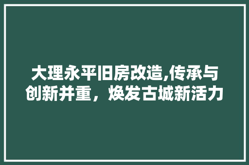 大理永平旧房改造,传承与创新并重，焕发古城新活力