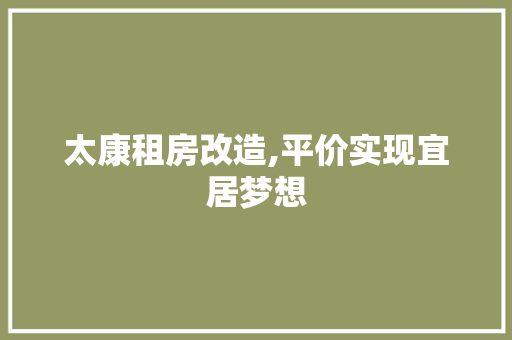 太康租房改造,平价实现宜居梦想 家电维修