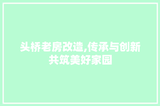 头桥老房改造,传承与创新共筑美好家园 居家维修