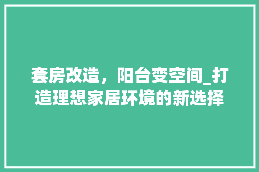 套房改造，阳台变空间_打造理想家居环境的新选择